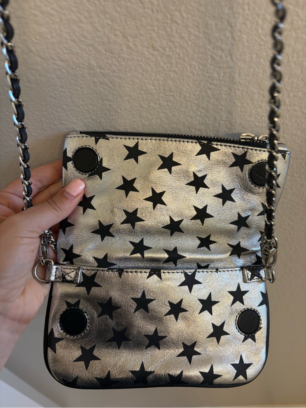 Zadig & Voltaire Rock Star Print Crossbody Bag In Silver - Picture 10 of 14